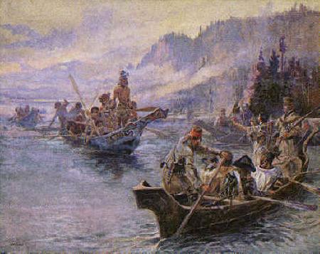 Charles M Russell Lewis and Clark on the Lower Columbia Norge oil painting art